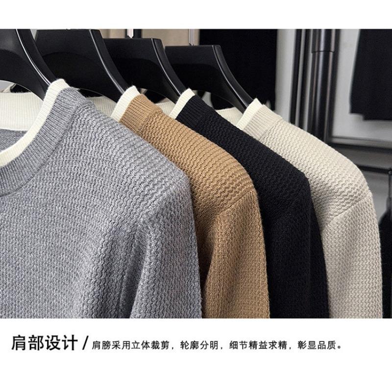 Men Fake Two Pieces Round Neck Long Sleeve Knitted Casual Pullover Sweater Top