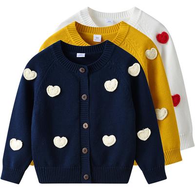 Korean Style Handmade Love DIY Children's Knitted Cardigan Jacket Girls Sweater Cardigan