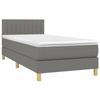 3140746 vidaXL Lit à sommier tapissier avec matelas Gris foncé 90x200 cm Tissu