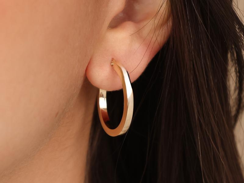 375 Gold Earrings Classic Hoops 26mm Shiny Hoops for a Gift 9k 2.18g