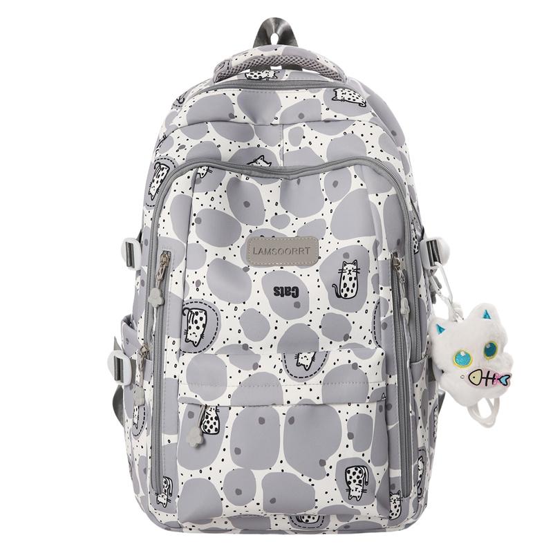 

Cartoon Print Student Schoolbag Large Capacity Women s Backpack сірий