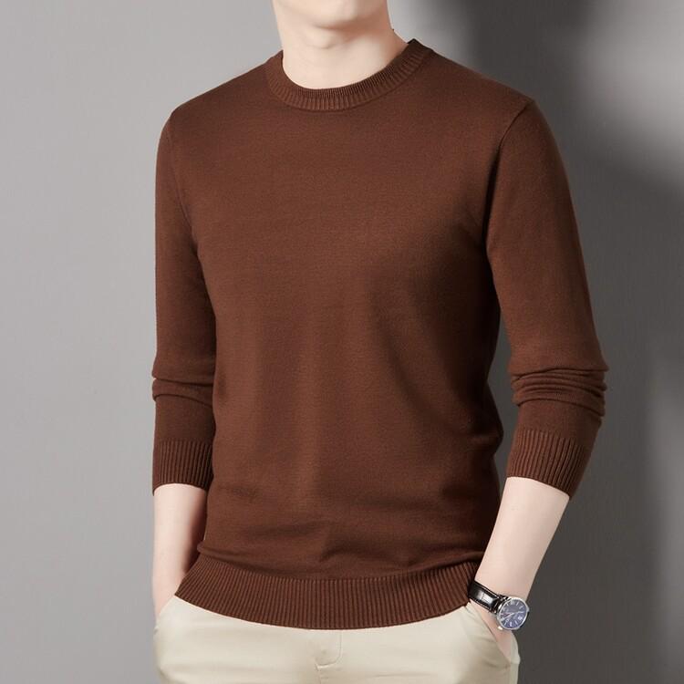 

Men s 25-Year Anniversary Autumn Long Sleeve Knitted Sweater - Round Neck, Solid Color, Casual Versatile Knitwear 2XL