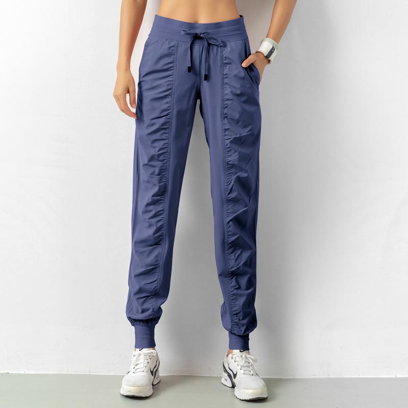 Lulu Women's Lightweight Quick-Dry Pleated Joggers - Breathable, Loose, Slimming, Casual Fitness Pants for Summer Running
