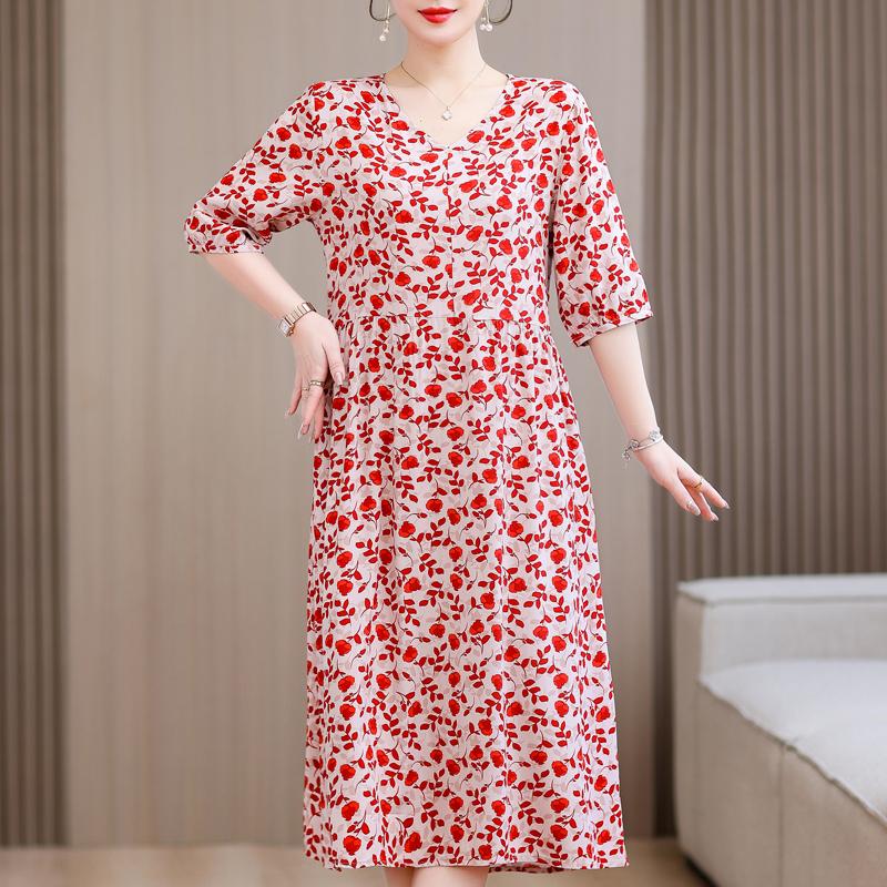 Summer Plus Size Elegant Dresses for Women  Casual Half Sleeve Long Dress