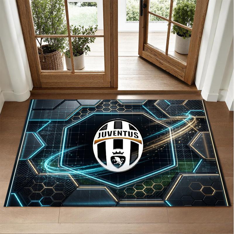Juventus FC Design Crystal Velvet Rug Soft Decorative Mat for Bedroom Entrance
