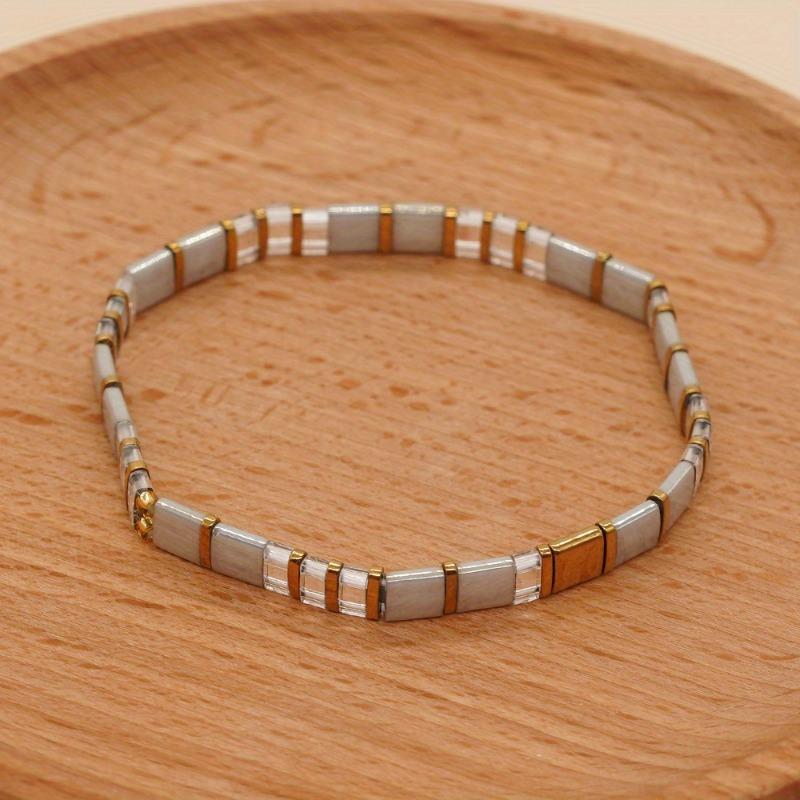 Women's Fashion Bracelet, Elegant Sexy Glass Beaded Jewelry, Handwoven Elastic Cord Bracelet for Daily Wear Gift, Party & Beach Vacation