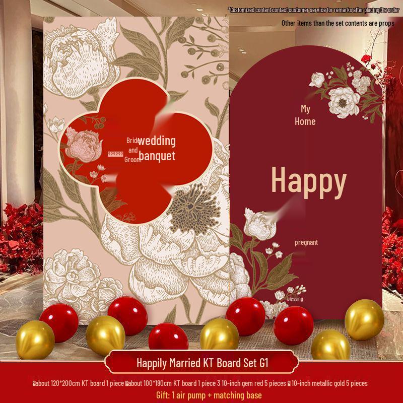 Wedding Engagement Photo Area Decoration Set: Balloon Kit & Welcome Board for Background Wall