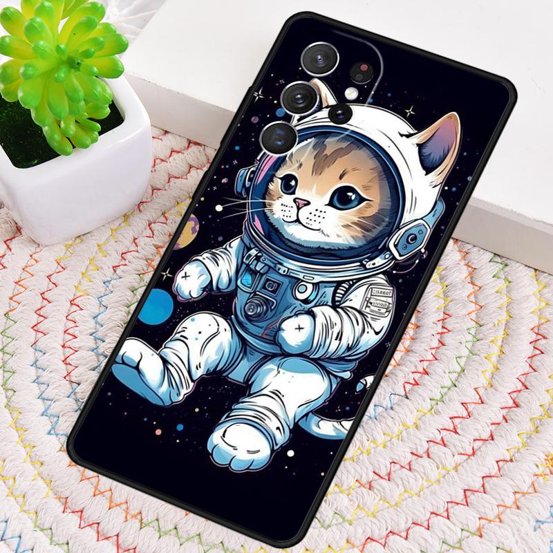 Funny Space Cat Silicone Phone Case For Samsung Galaxy Note 10 Pro S26 S25 S24 S23 S22 S21 Plus S25Ultra Capa Cover