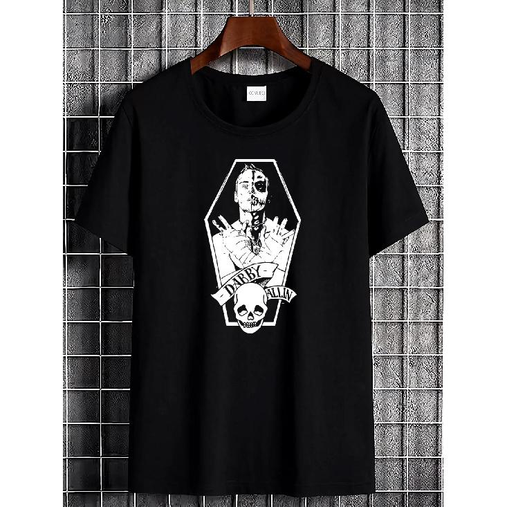 Men Darby Allin AEW Wrestling T-Shirt - Official Coffin Door Signature & Logo Design, Soft Breathable Short Sleeve Tee with Darby Allin Graphic S
