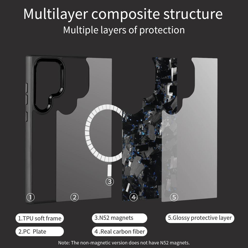 Real Carbon Fiber Magnetic Case for Samsung Galaxy S26 S25 Ultra Plus S26+ Cover Forged Kevlar Aramid Fiber Anti-fall Phone Back