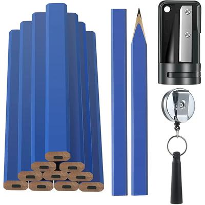 Carpenter Pencil Set Solid Carpenter Mechanical Pencil For Construction Woodworking Long Head Carpenter Pencil With Sharpener