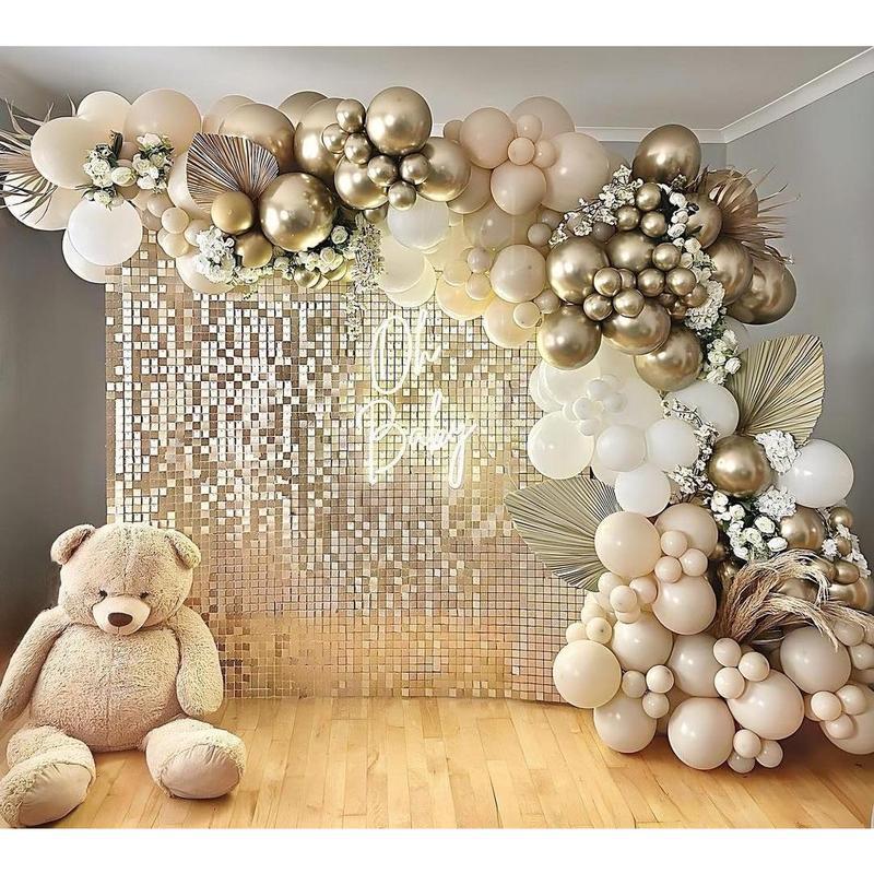2025 Christmas Halloween Sandy White Balloon Arch Kit Beige Chrome