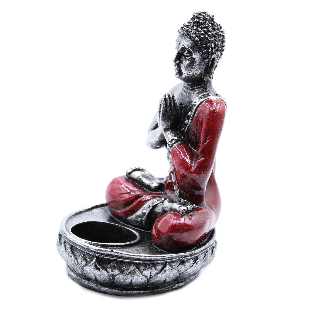 Buddha Candle Holder - Red Medium Resin