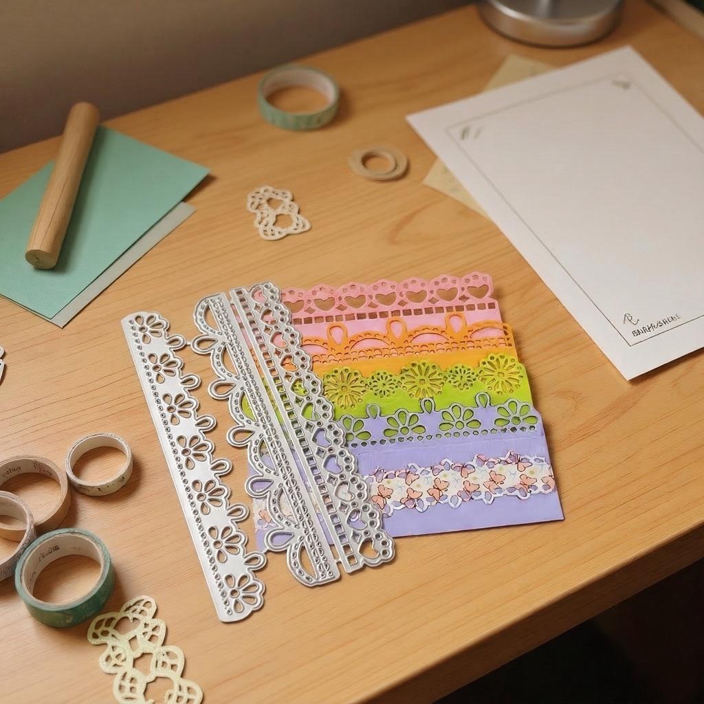 Metal Cutting Dies 5 Vintage Lace Borders Edge Embossing Stencil Die Cuts for Card Making DIY Scrapbook Album Decoration