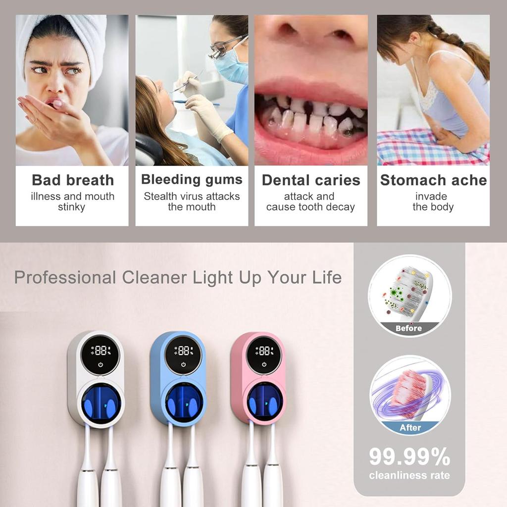 Smart toothbrush disinfection box Bathroom cleaner UV drying