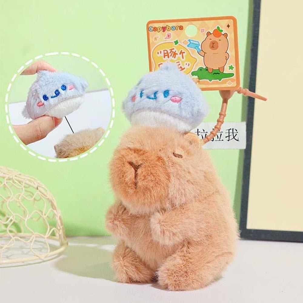 Soft Pulling Rope Capybara Dolls Key Ring Cartoon Capybara Keychain  Car Key Accessories
