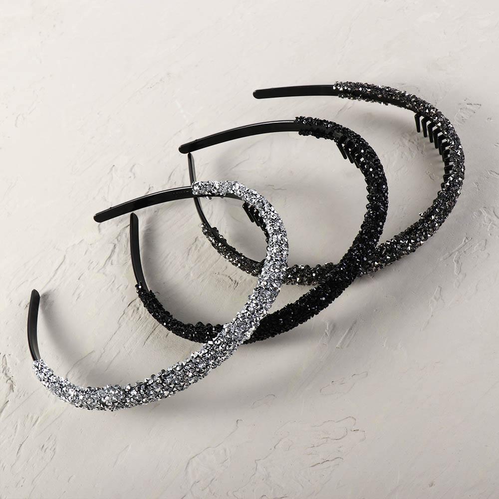 Vintage Plastic Rhinestone Headband with Toothed Make Up Hairband Face Wash Korean Style Diamond Hair Hoop Male