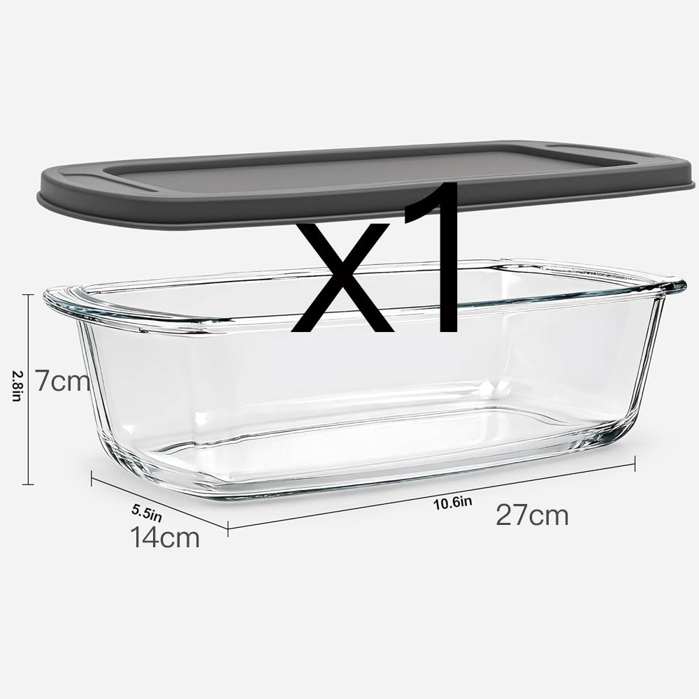 1800ML Glass Loaf Pan with Lids Meatloaf Pan Airtight Lids Grip Handle Easy Carry, Microwave and Oven Safe Loaf Pans for Baking