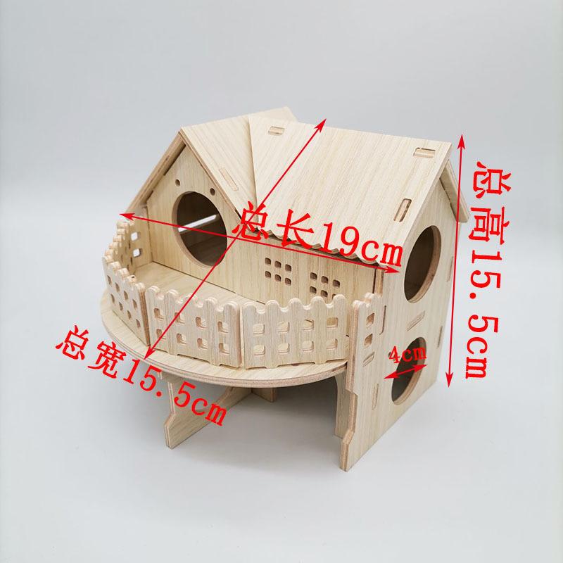 Hamster House DIY Wooden Gerbil Hideout Pet Sport Exercise Toys Bridge Swing and Chinchilla Seesaw Small Villa Cage Accessories