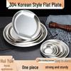 Korean Style Golden Round Plate - Shallow Plate for Snacks, Western Food, Steak, BBQ, and Desserts.