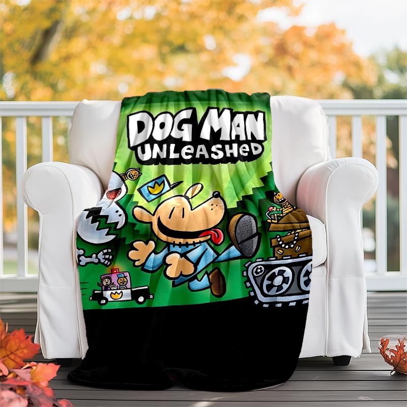 Dog Man Theme Printed Blanket - Perfect for Couch, Bed, Travel & Outdoor Use | Machine Washable, Cozy & Durable.