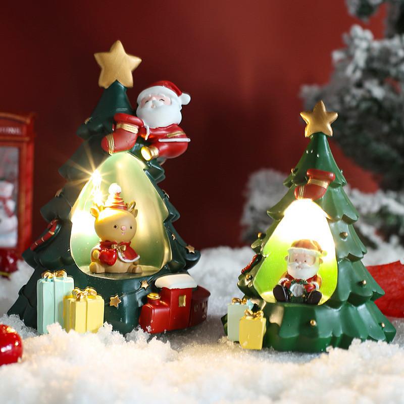 Christmas Star Night Light Cartoon Snowman Resin Figurine For Children Girls