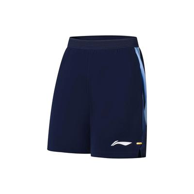 Badminton Series Logo Print Adjustable Drawstring Straight Shorts Men Bottoms Sailor-Blue AAPS133-4