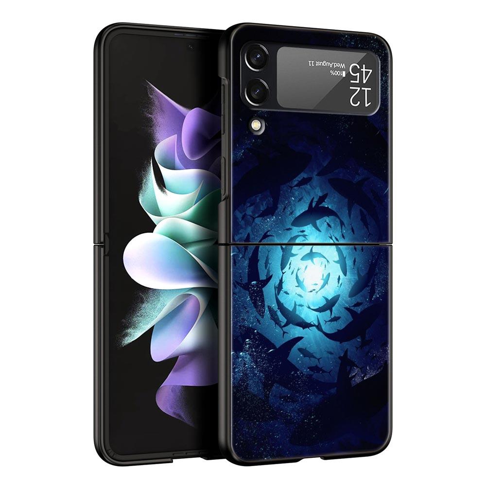 Cartoon Print Phone Case for Samsung Galaxy Z Flip 3 4 5 Folding Mobile Shell For Samsung Z Flip3 Flip4 Flip5 PC Hard Cover