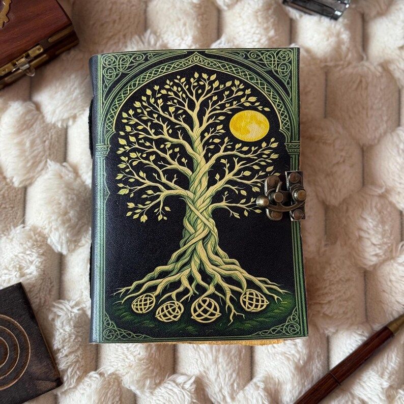 Tree of Life Leather Journal: Vintage Grimoire Book of Shadows