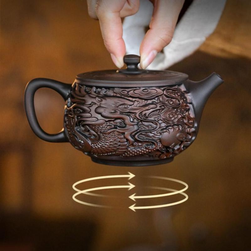 Purple Pottery Rotatable Pot Ceramic Kung Fu Teapot Single Teapot Pu'er Tea Making Device Tea Sets Chinese Tea Pot