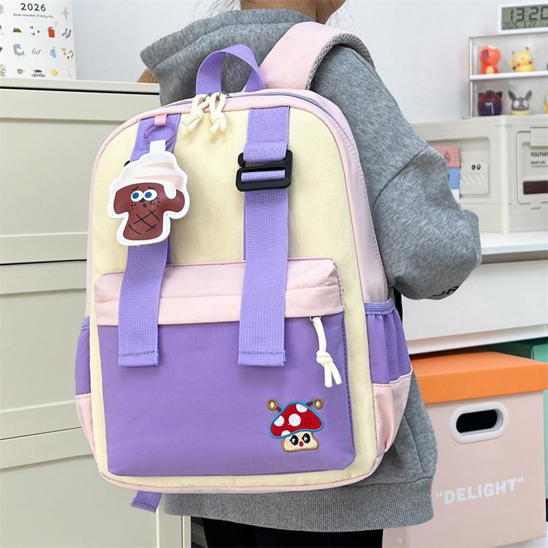 Color Block Kindergarten Schoolbag Cartoon Lightweight Large Capacity Children's Backpack
