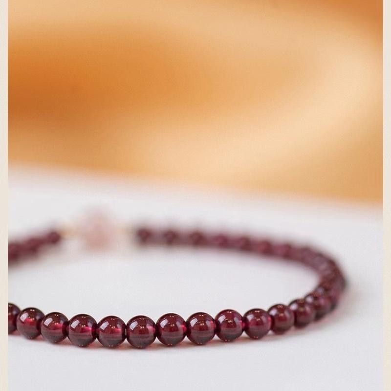 Garnet Bracelet Girls Ins Niche Design Small Particle Single Circle Bracelet Red Pomegranate Good Luck Beads Student Bracelet