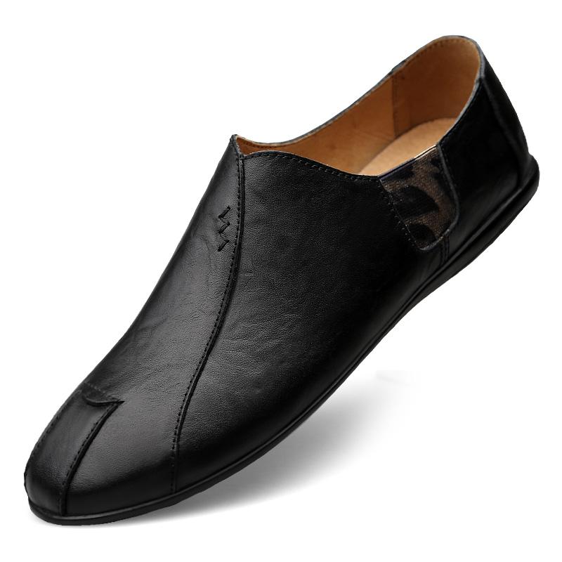 

Genuine Leather Men Casual Shoes Luxury Brand Soft Mens Loafers Breathable Moccasins Slip on Lazy Driving Shoes Plus Size 38-47 38 чорний