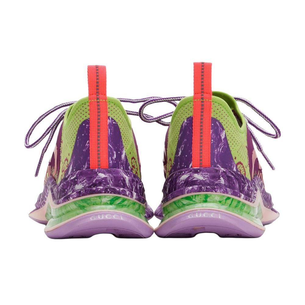 Gucci RUN Fabric High Rebound Low Top Casual Shoes Women's Green Purple 700104 USN10 8390