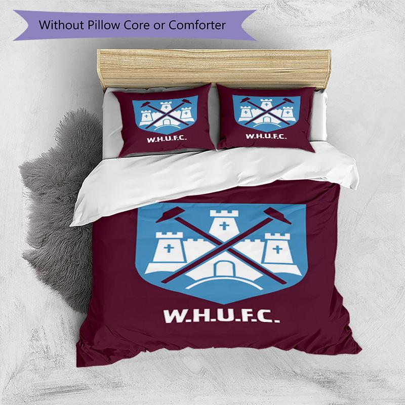 West Ham United Pattern Printed Pattern Duvet Cover Set – includes 1 duvet cover and 2 matching pillowcases Bedroom decor Christmas gifts