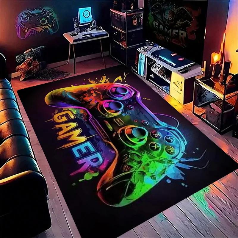 Gaming for Boys Room Gamer Casual Carpet with Controller Design Rug for Game Room Bedroom Decor Machine Washab Mat