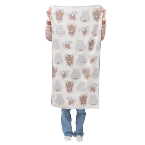 Hayashi Bath Towel, Approx. 60 x 120 cm, Animal Face Hippopotamus, BO400229
