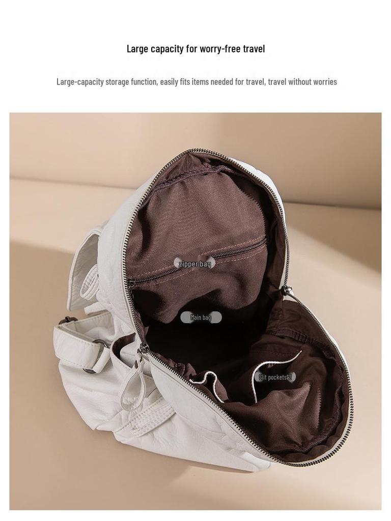 Women's Large Soft Leather Backpack - Casual Travel & College Bag