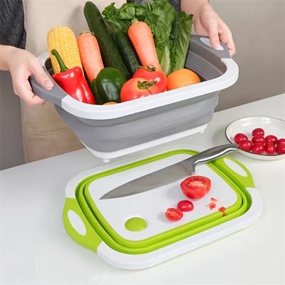 Collapsible Cutting Board Multifunction Folding Fruit Washing Basket Space-Saving Portable Basins Outdoor Camping Kitchen Tool
