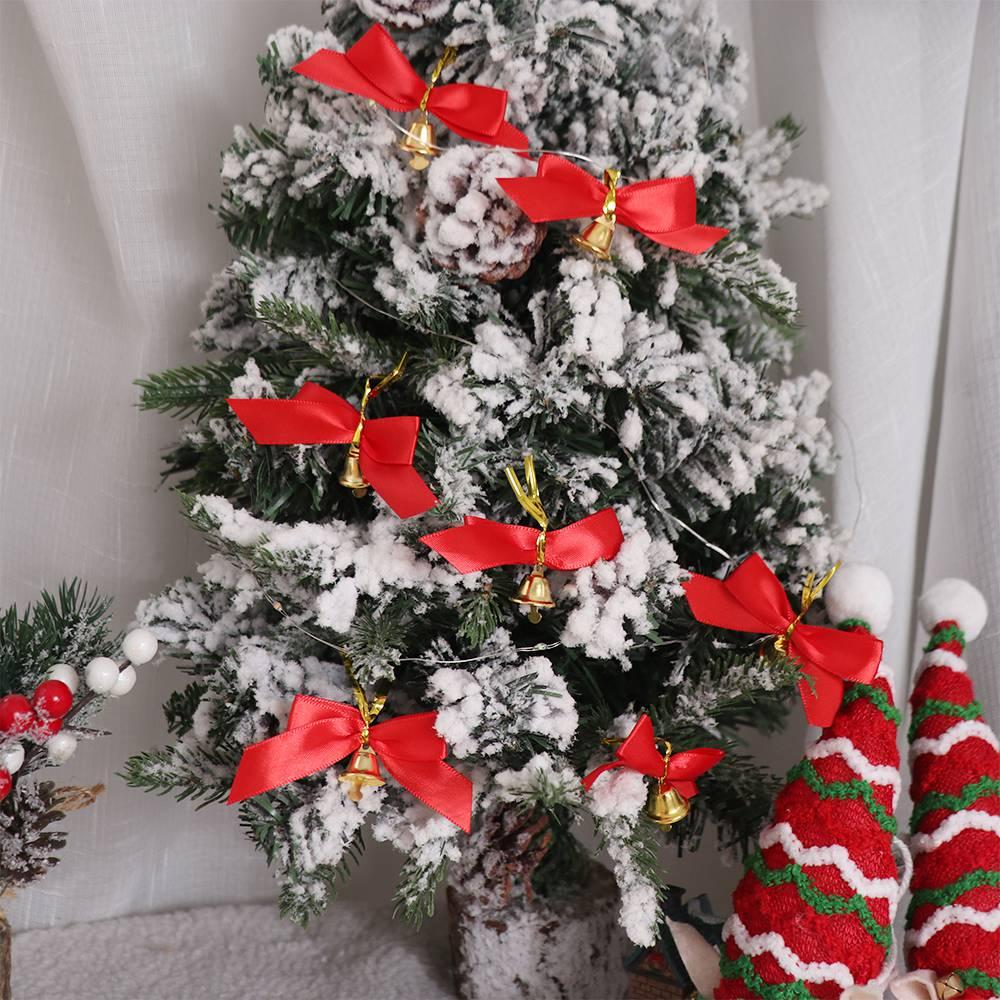 10pcs Red Christmas Bell Bow Bowknot Mini Red Bow Delicate Christmas Bow Ornaments  Christmas
