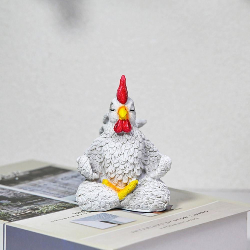 Resin Rooster Statue Cute Animal Sculpture Crafts Cow Ornament Cabinet