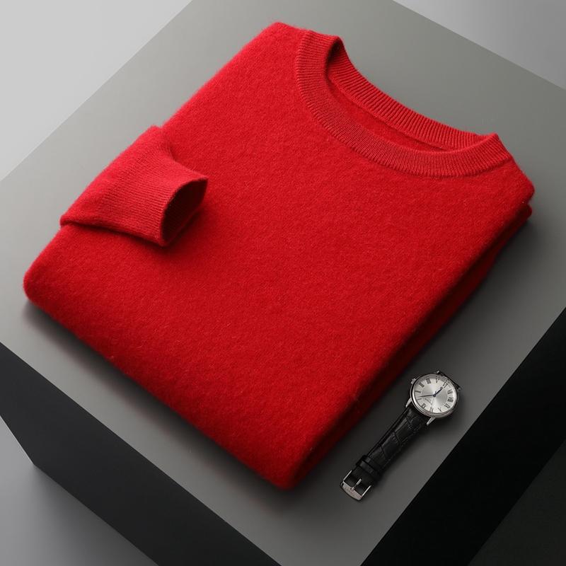 

Мужской кашемировый свитер Qinghe cashmere 30% кашемир 70% шерсть Мужской осенне-зимний кашемировый свитер мягкий и теплый L красный