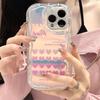 Zhitai Laser Paper Apple iPhone Case with Cream Pattern & Chain, Compatible with iPhone 16 Pro, 14, 12, 15, and 7/8.