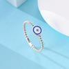 Original Real 925 Sterling Silver Blue Eye Ring For Women Men Size Adjustable Circular Open Ring Simple Jewelry Gift