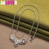 925 Sterling Silver Three Heart Pendant Necklace Chain Jewelry