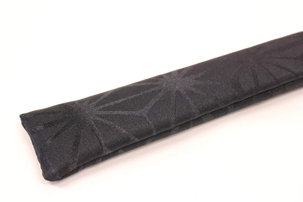 Matsumi Kogeisha fan hemp leaf Japanese-made case, jacquard, pattern, black, 23.5cm