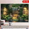 2D Lush Green Waterfall with Stone Wall Background for Photoshoot