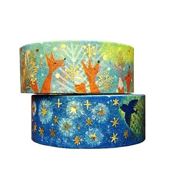 Seal Do Japan-made Foil-Infused Kenji Miyazawa Snow CrossingYodakas Star Glittering Masking Tape 2 Roll Set 3m Shinzi Katoh ks-dt-20036