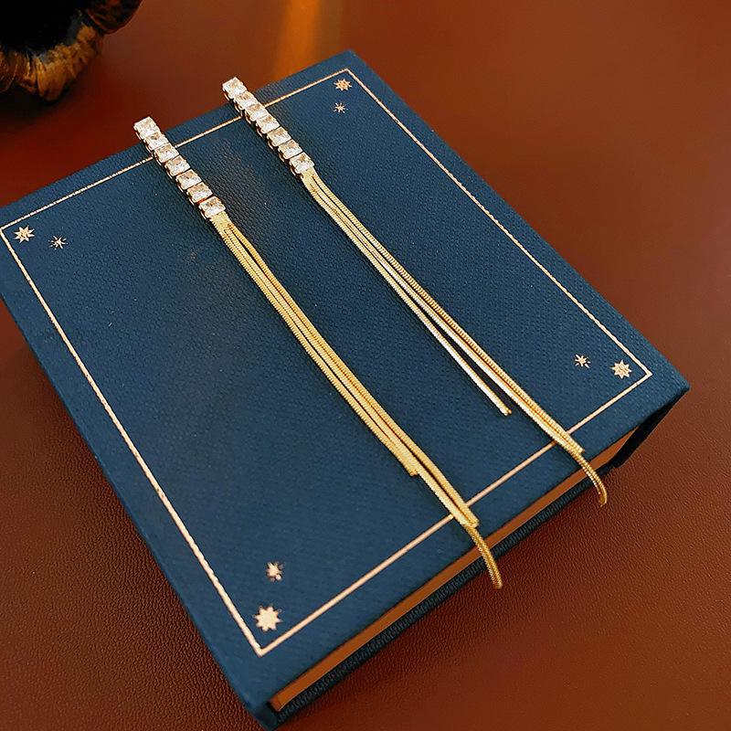 

Позолоченные серебряные серьги-кисточки с иглами и цирконами – модные, универсальные, легкие, роскошные серьги для женщин silver needle, real gold electroplating золотой