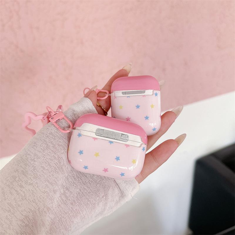 Pink stars for AirPods pro2 apple bluetooth wireless 1/2/3 generation earphone cover cute cartoon woman